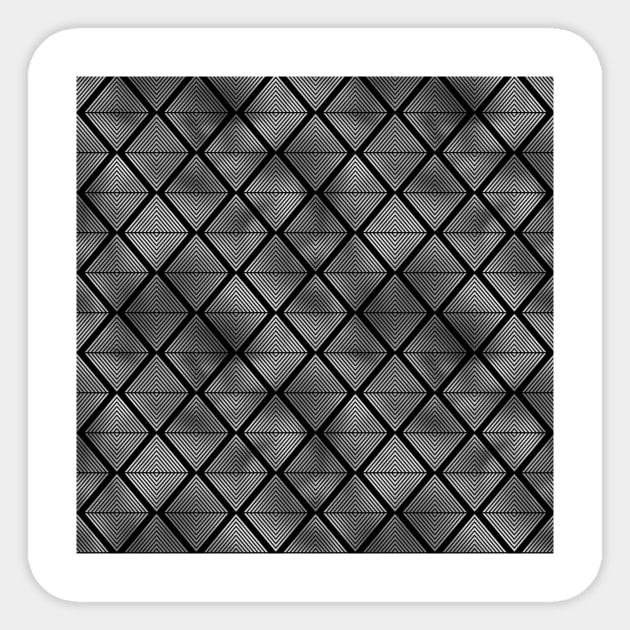 Lined Diamonds in Black and Silver Vintage Faux Foil Art Deco Vintage Foil Pattern Sticker by podartist